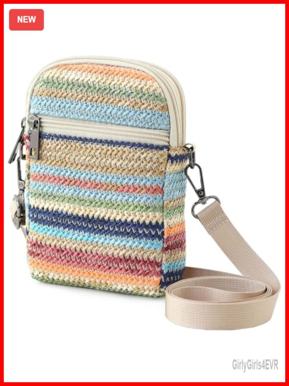 RFID Crossbody Bag for Women Travel Small Cell Phone Purse Straw Woven Beach